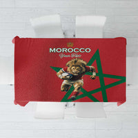 Morocco Rugby Custom Tablecloth Lion Mascot Green Star