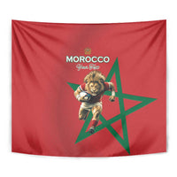 Morocco Rugby Custom Tapestry Lion Mascot Green Star