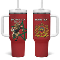 Morocco Rugby Custom Tumbler With Handle Lion Mascot Green Star