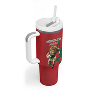 Morocco Rugby Custom Tumbler With Handle Lion Mascot Green Star
