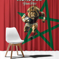 Morocco Rugby Custom Window Curtain Lion Mascot Green Star