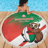 Madagascar Rugby Custom Beach Blanket Go Les Makis - Wonder Print Shop