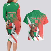 Madagascar Rugby Custom Couples Matching Long Sleeve Bodycon Dress and Hawaiian Shirt Go Les Makis - Wonder Print Shop