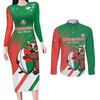 Madagascar Rugby Custom Couples Matching Long Sleeve Bodycon Dress and Long Sleeve Button Shirt Go Les Makis - Wonder Print Shop