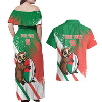 Madagascar Rugby Custom Couples Matching Off Shoulder Maxi Dress and Hawaiian Shirt Go Les Makis - Wonder Print Shop