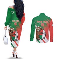 Madagascar Rugby Custom Couples Matching Off The Shoulder Long Sleeve Dress and Long Sleeve Button Shirt Go Les Makis - Wonder Print Shop