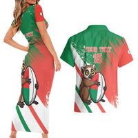 Madagascar Rugby Custom Couples Matching Short Sleeve Bodycon Dress and Hawaiian Shirt Go Les Makis - Wonder Print Shop
