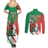 Madagascar Rugby Custom Couples Matching Summer Maxi Dress and Long Sleeve Button Shirt Go Les Makis - Wonder Print Shop