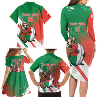 Madagascar Rugby Custom Family Matching Long Sleeve Bodycon Dress and Hawaiian Shirt Go Les Makis - Wonder Print Shop