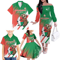 Madagascar Rugby Custom Family Matching Off The Shoulder Long Sleeve Dress and Hawaiian Shirt Go Les Makis - Wonder Print Shop