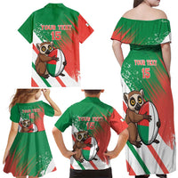 Madagascar Rugby Custom Family Matching Off Shoulder Maxi Dress and Hawaiian Shirt Go Les Makis - Wonder Print Shop