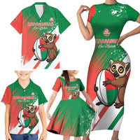 Madagascar Rugby Custom Family Matching Short Sleeve Bodycon Dress and Hawaiian Shirt Go Les Makis - Wonder Print Shop