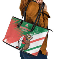 Madagascar Rugby Custom Leather Tote Bag Go Les Makis - Wonder Print Shop