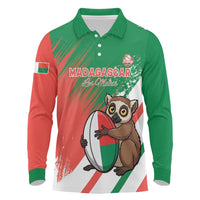 Madagascar Rugby Custom Long Sleeve Polo Shirt Go Les Makis - Wonder Print Shop
