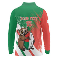 Madagascar Rugby Custom Long Sleeve Polo Shirt Go Les Makis - Wonder Print Shop