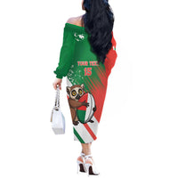 Madagascar Rugby Custom Off The Shoulder Long Sleeve Dress Go Les Makis - Wonder Print Shop
