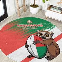 Madagascar Rugby Custom Round Carpet Go Les Makis - Wonder Print Shop