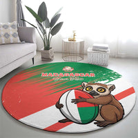Madagascar Rugby Custom Round Carpet Go Les Makis - Wonder Print Shop