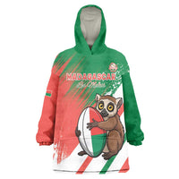 Madagascar Rugby Custom Wearable Blanket Hoodie Go Les Makis - Wonder Print Shop