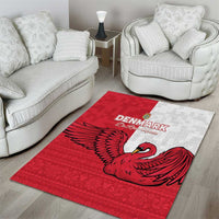 Denmark Football Area Rug Red and Whites Scandinavia Pattern - Wonder Print Shop