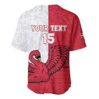 Custom Denmark Football Baseball Jersey Red and Whites Scandinavia Pattern - Wonder Print Shop