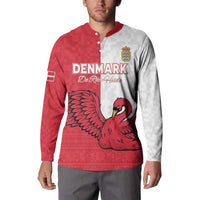Custom Denmark Football Button Sweatshirt Red and Whites Scandinavia Pattern - Wonder Print Shop