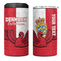Custom Denmark Football 4 in 1 Can Cooler Tumbler Red and Whites Scandinavia Pattern - Wonder Print Shop
