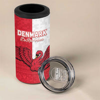 Custom Denmark Football 4 in 1 Can Cooler Tumbler Red and Whites Scandinavia Pattern - Wonder Print Shop