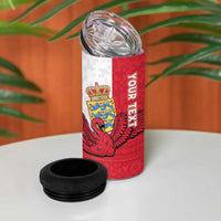 Custom Denmark Football 4 in 1 Can Cooler Tumbler Red and Whites Scandinavia Pattern - Wonder Print Shop