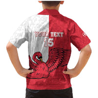 Custom Denmark Football Family Matching Mermaid Dress and Hawaiian Shirt Red and Whites Scandinavia Pattern - Wonder Print Shop