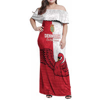 Custom Denmark Football Family Matching Off Shoulder Maxi Dress and Hawaiian Shirt Red and Whites Scandinavia Pattern - Wonder Print Shop