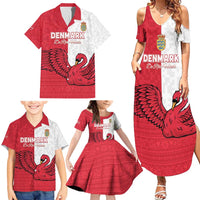 Custom Denmark Football Family Matching Summer Maxi Dress and Hawaiian Shirt Red and Whites Scandinavia Pattern - Wonder Print Shop