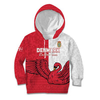 Custom Denmark Football Kid Hoodie Red and Whites Scandinavia Pattern - Wonder Print Shop