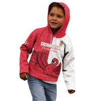 Custom Denmark Football Kid Hoodie Red and Whites Scandinavia Pattern - Wonder Print Shop