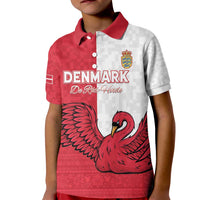 Custom Denmark Football Kid Polo Shirt Red and Whites Scandinavia Pattern - Wonder Print Shop