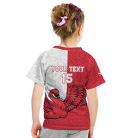 Custom Denmark Football Kid T Shirt Red and Whites Scandinavia Pattern - Wonder Print Shop