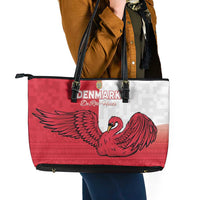 Denmark Football Leather Tote Bag Red and Whites Scandinavia Pattern - Wonder Print Shop