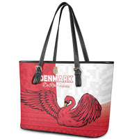 Denmark Football Leather Tote Bag Red and Whites Scandinavia Pattern - Wonder Print Shop