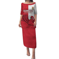 Custom Denmark Football Puletasi Red and Whites Scandinavia Pattern - Wonder Print Shop