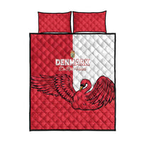 Denmark Football Quilt Bed Set Red and Whites Scandinavia Pattern - Wonder Print Shop