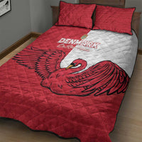 Denmark Football Quilt Bed Set Red and Whites Scandinavia Pattern - Wonder Print Shop
