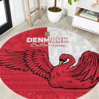 Denmark Football Round Carpet Red and Whites Scandinavia Pattern - Wonder Print Shop