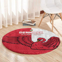 Denmark Football Round Carpet Red and Whites Scandinavia Pattern - Wonder Print Shop