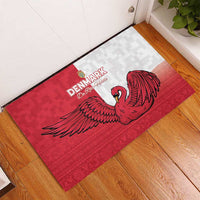 Denmark Football Rubber Doormat Red and Whites Scandinavia Pattern - Wonder Print Shop