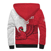 Custom Denmark Football Sherpa Hoodie Red and Whites Scandinavia Pattern - Wonder Print Shop