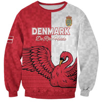 Custom Denmark Football Sweatshirt Red and Whites Scandinavia Pattern - Wonder Print Shop