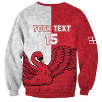 Custom Denmark Football Sweatshirt Red and Whites Scandinavia Pattern - Wonder Print Shop