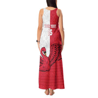 Custom Denmark Football Tank Maxi Dress Red and Whites Scandinavia Pattern - Wonder Print Shop