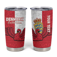 Custom Denmark Football Tumbler Cup Red and Whites Scandinavia Pattern - Wonder Print Shop