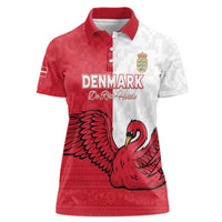 Custom Denmark Football Women Polo Shirt Red and Whites Scandinavia Pattern - Wonder Print Shop